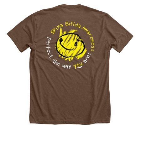 Spina Bifida - Perfect (Adult), a Heather Brown Premium Unisex Tee (back-view)