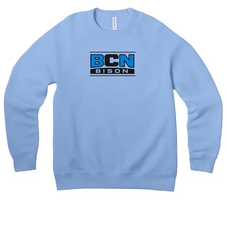 BCN Bison, a Carolina Blue Premium Raglan Crewneck Sweatshirt