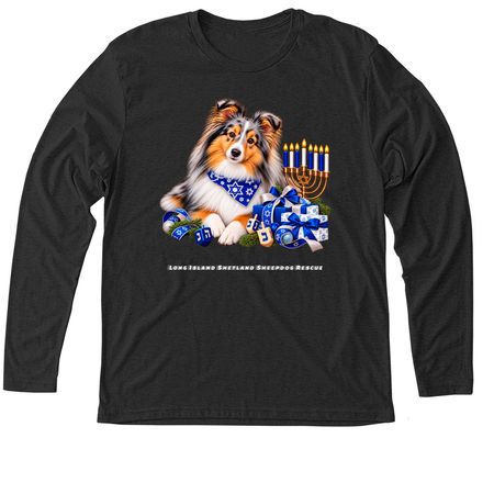 Hanakkah Blue Merle Sheltie, a Vintage Black Triblend Long Sleeve Tee
