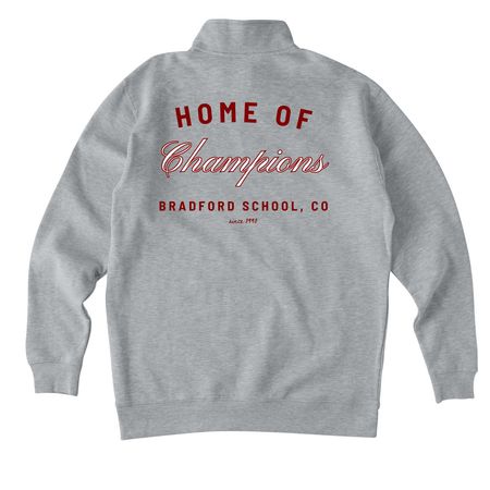 Home of Champions Logo, a Grey Heather Midweight Quarter Zip Pullover