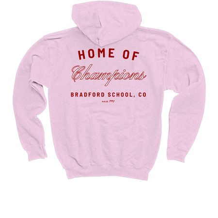 Home of Champions Logo, a Light Pink Youth Pullover Hoodie
