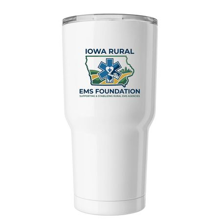 Silos & Saving Lives Tumbler, a White Insulated Tumbler (back-view)