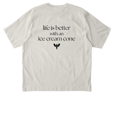 Life is better with an ice cream cone, a Natural Raw Stanley/Stella Unisex Freestyler Heavyweight Tee (back-view)