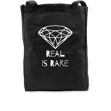 REAL IS RARE Tote, a Black Recycled Cotton Tote Bag