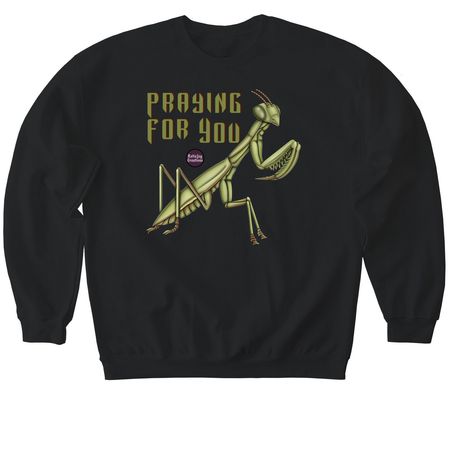 Praying Mantis, a Black Softstyle Crewneck Sweatshirt