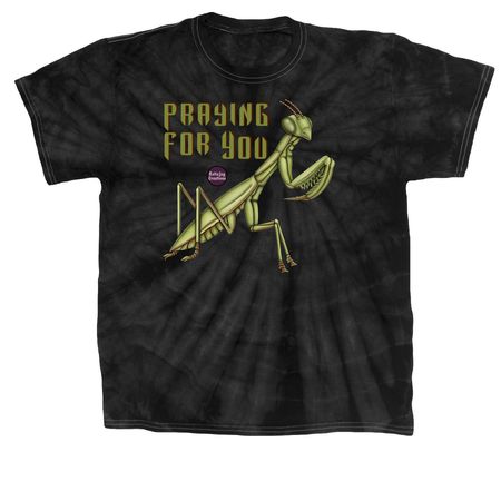 Praying Mantis, a Black Classic Tie Dye Tee