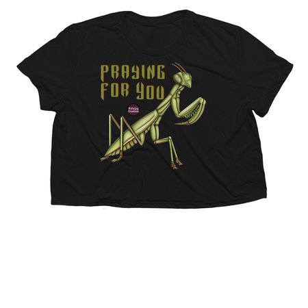 Praying Mantis, a Black Women?s Flowy Cropped Tee