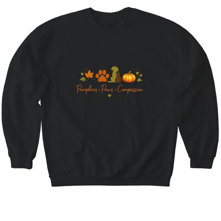 Pumpkins ? Paws ? Compassion ??, a Black Softstyle Crewneck Sweatshirt