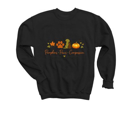 Pumpkins ? Paws ? Compassion ??, a Black Youth Crewneck Sweatshirt