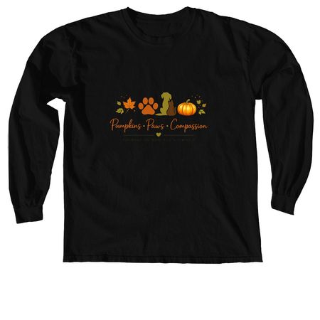 Pumpkins ? Paws ? Compassion ??, a Black Comfort Colors Long Sleeve Tee