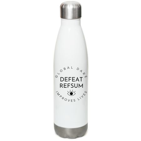 Summer Spotlight Water Bottle, a White Stainless Steel Water Bottle (back-view)
