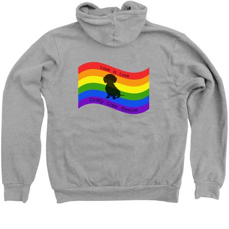 Zip up Hoodie- Love is Love, a Athletic Heather Zip Up Hoodie (back-view)