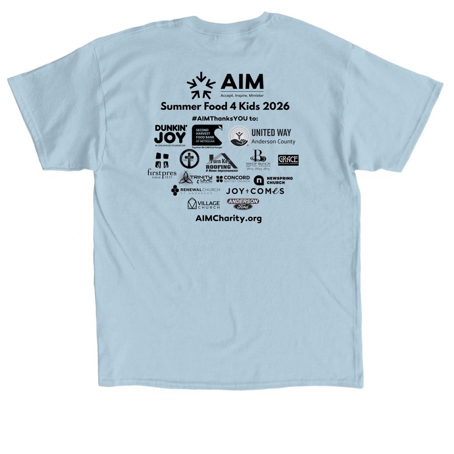 AIM Summer Food 4 Kids 2026, a Light Blue Classic Unisex Tee (back-view)