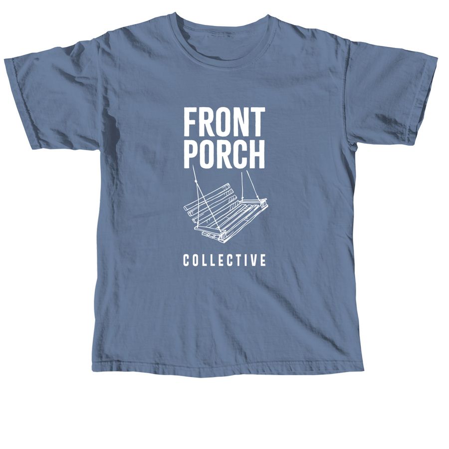 Front Porch Collective Logo Top, a Blue Jean Comfort Colors Unisex Tee