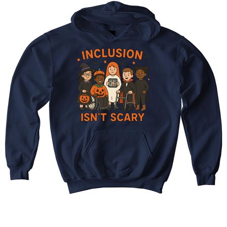 Inclusion Isn?t Scary, a Navy Softstyle Youth Pullover Hoodie