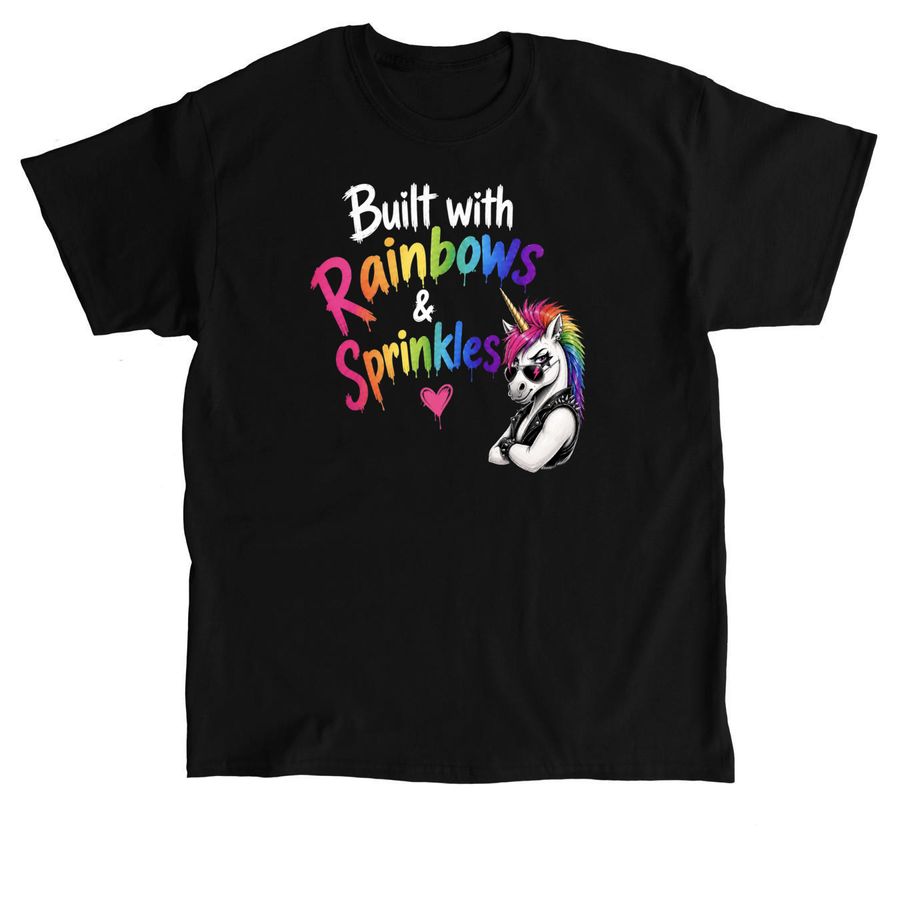 Built with Rainbows & Sprinkles, a Black Classic Unisex Tee