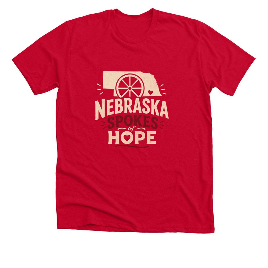 Nebraska Spokes of Hope, a Solid Red Blend Premium Unisex Tee