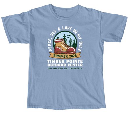 Summer 2026 Shirt- Youth White Font, a Washed Denim Comfort Colors Youth Tee