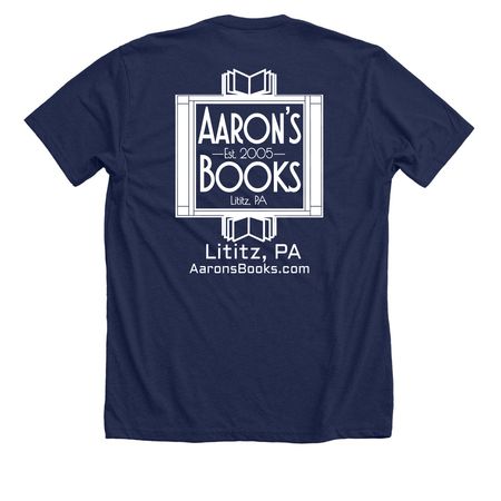 CLASSIC Eat, Sleep, Read with Aaron's Books, a Solid Navy Blend Premium Unisex Tee (back-view)