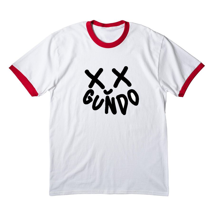 Old school Gundo Tees, a White/ Red Cotton Ringer Tee