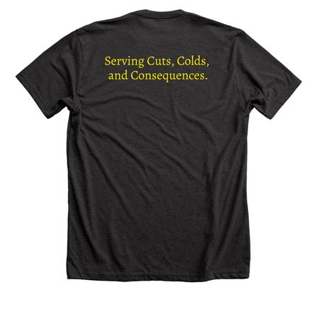 Urgent Care Shirts, a Dark Grey Heather Premium Unisex Tee (back-view)