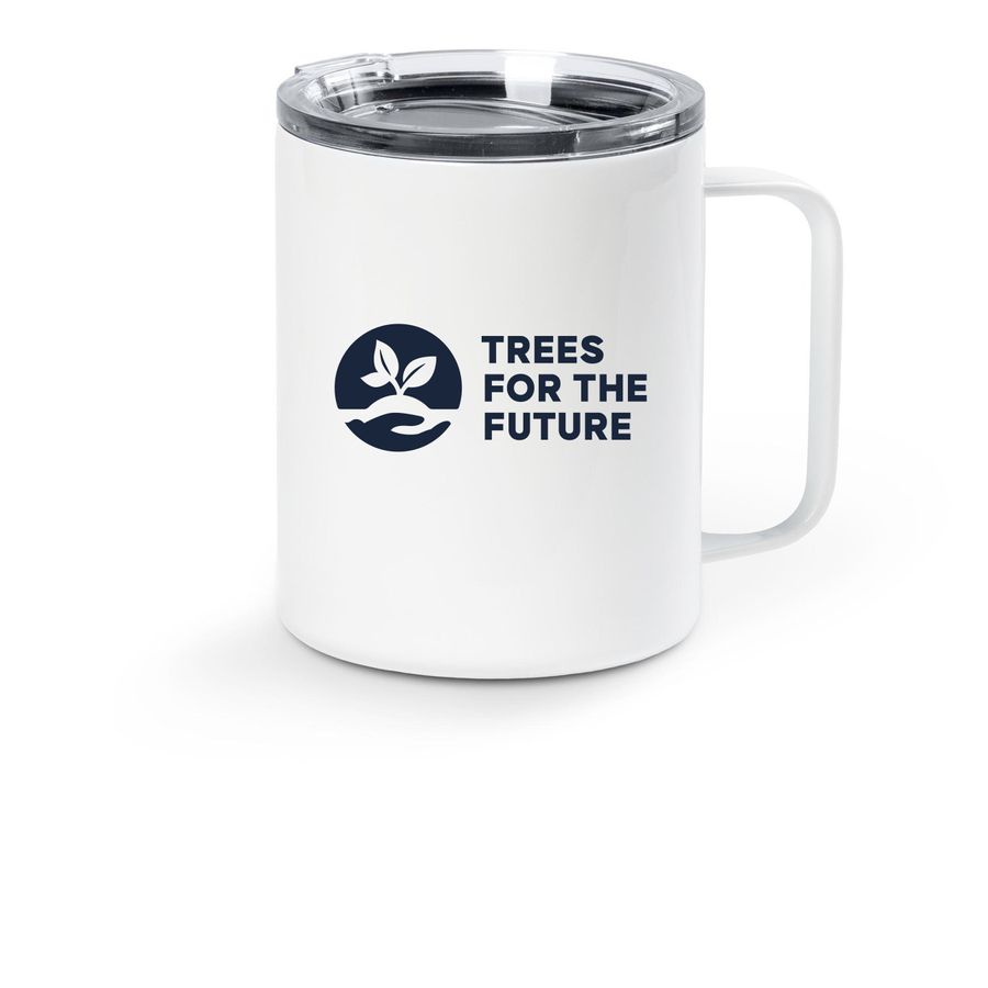 Trees for the Future ? Travel Mugs, a White Stainless Steel Travel Mug