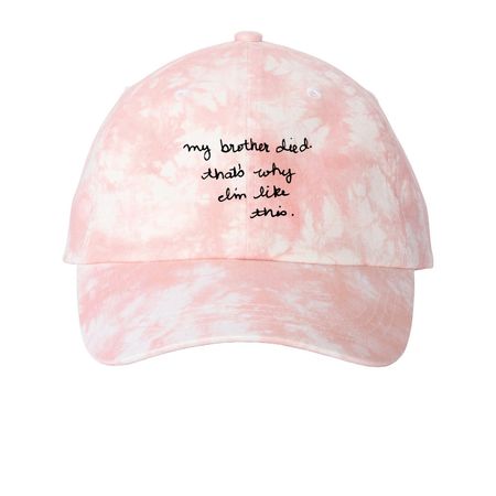 My Brother Died... Hat., a Light Pink Printed Tie Dye Baseball Hat