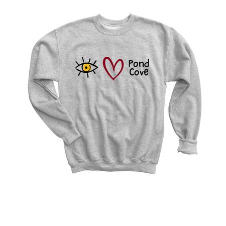 Eye Heart Pond Cove, a Sport Grey Youth Crewneck Sweatshirt