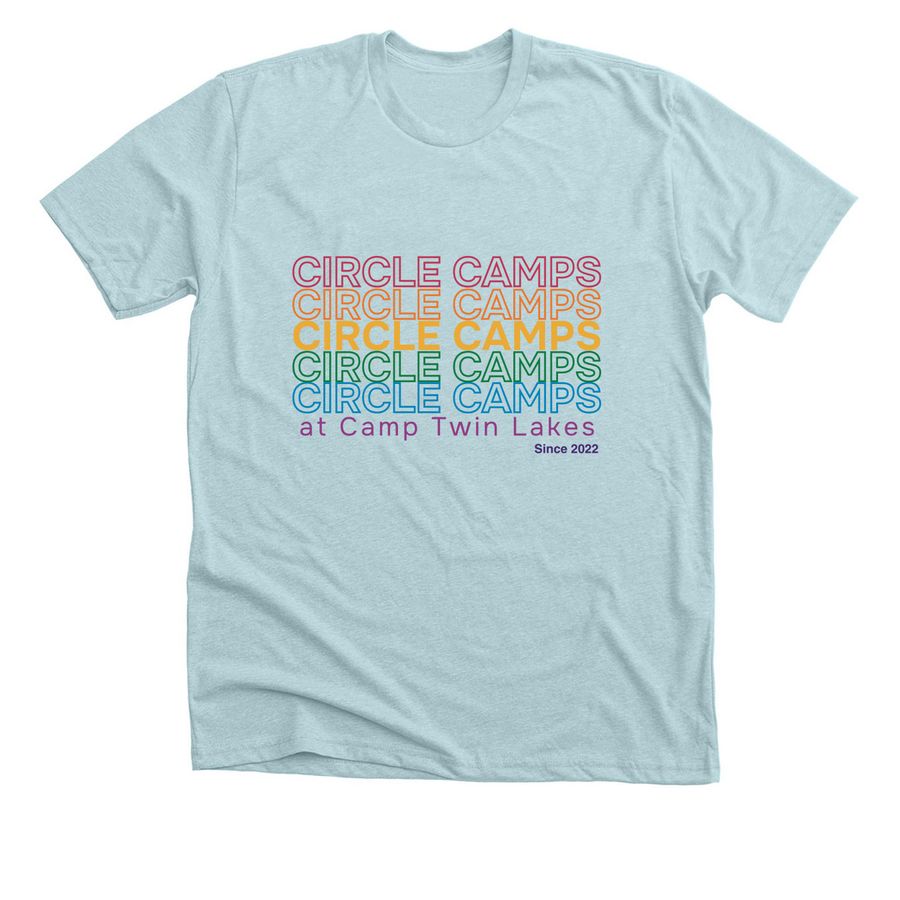 Camp Twin Lakes, a Heather Ice Blue Premium Unisex Tee