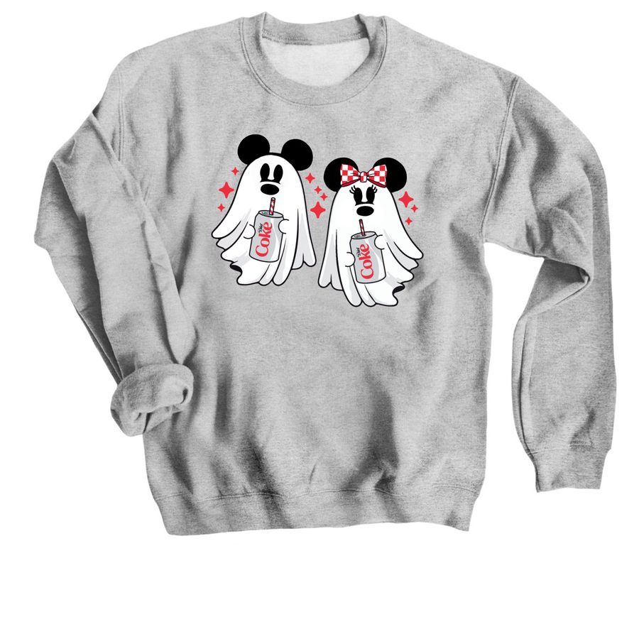 Ghost Soda Boy and Girl Mice, a Sport Grey Crewneck Sweatshirt
