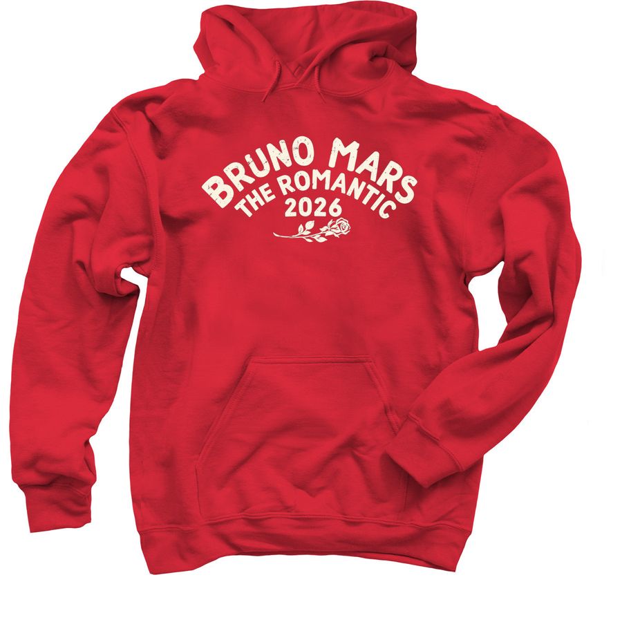 Bruno Mars The Romantic 2026 Tour Red Hoodie, a Red Pullover Hoodie