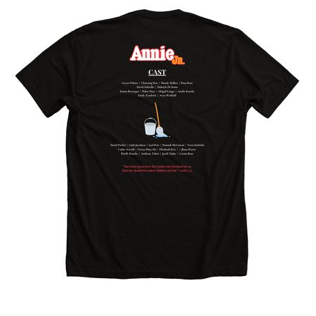 Annie Jr - Cast, a Solid Black Blend Premium Unisex Tee (back-view)
