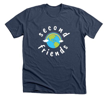 Rainbow Earth, a Heather Navy Premium Unisex Tee