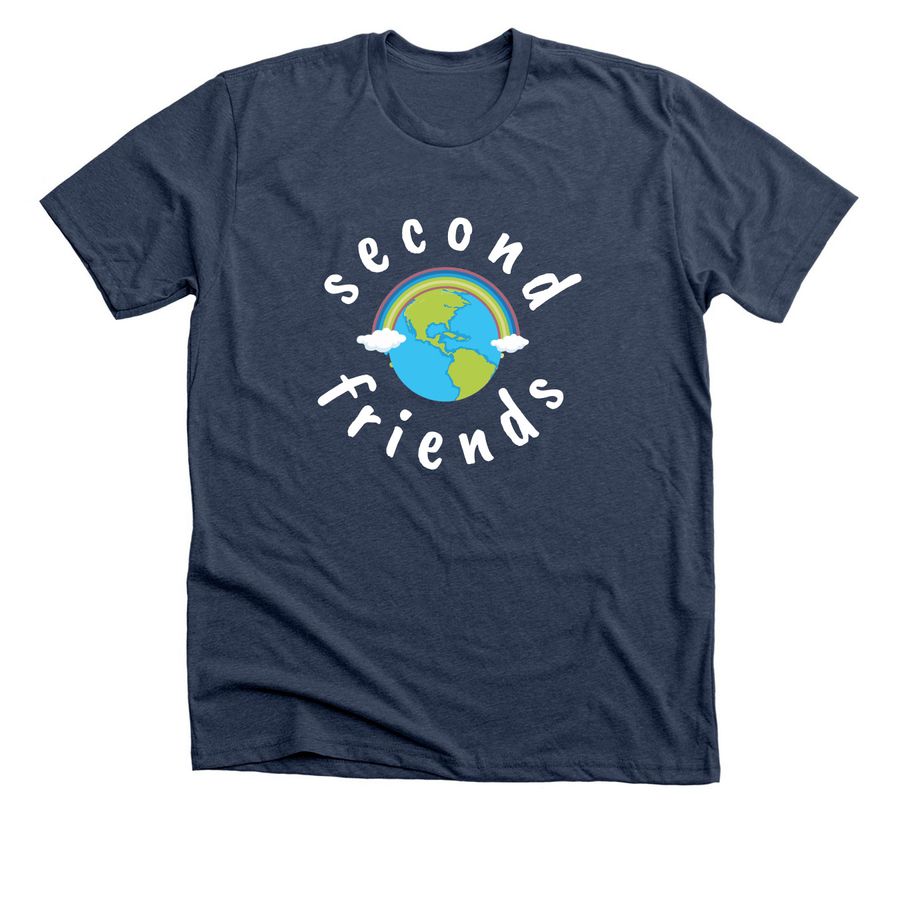 Rainbow Earth, a Heather Navy Premium Unisex Tee