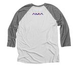 Deep in the Heart of Informatics, a Premium Heather and Heather White 3/4 Sleeve Baseball Tee (back-view)