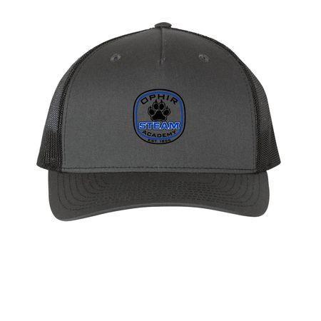 Classic Ophir Trucker, a Charcoal/ Black Printed Five-Panel Trucker Cap