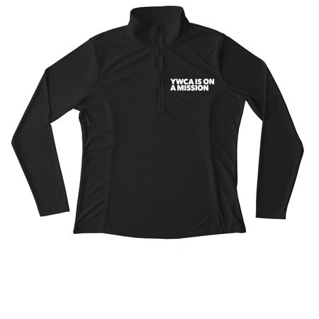 On A Mission Quarter-Zip Jacket (white logo), a Black Women's Performance Quarter Zip Pullover