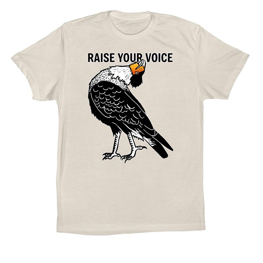 Raise Your Voice - Crested Caracara, a Dust Premium Cotton Tee