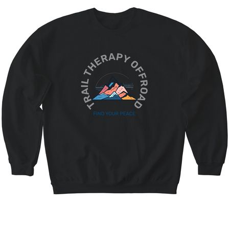 Trail Therapy Peace Found, a Black Softstyle Crewneck Sweatshirt