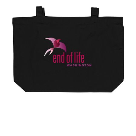 End of Life Washington Logo Totes, a Black Large Organic Cotton Tote Bag