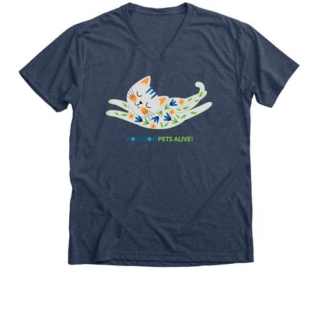Petal Paws, a Heather Navy Premium V-Neck Tee