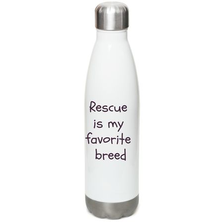 Hydrate with Purpose ?, a White Stainless Steel Water Bottle (back-view)