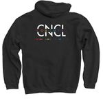 Literally iconic pride merch, a Black Pullover Hoodie (back-view)