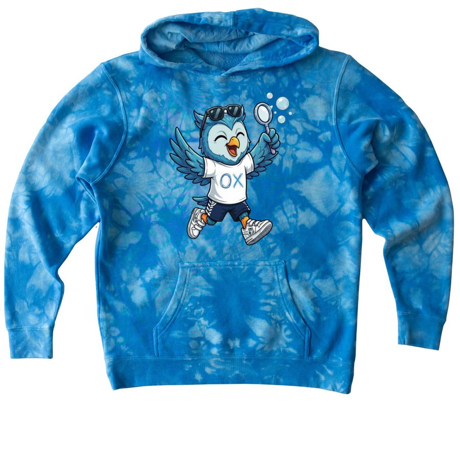 Bubble Hootie, a Aqua Blue Youth Tie Dye Pullover Hoodie