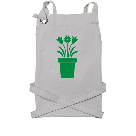 Flower Love, a Silver Cotton Canvas Pocket Apron