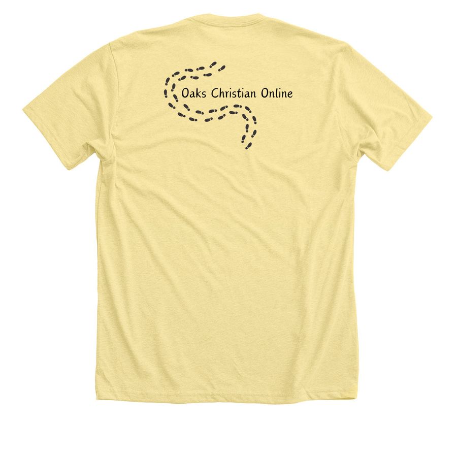 Walking for my Neighbor, a Heather Yellow Gold Premium Unisex Tee (back-view)