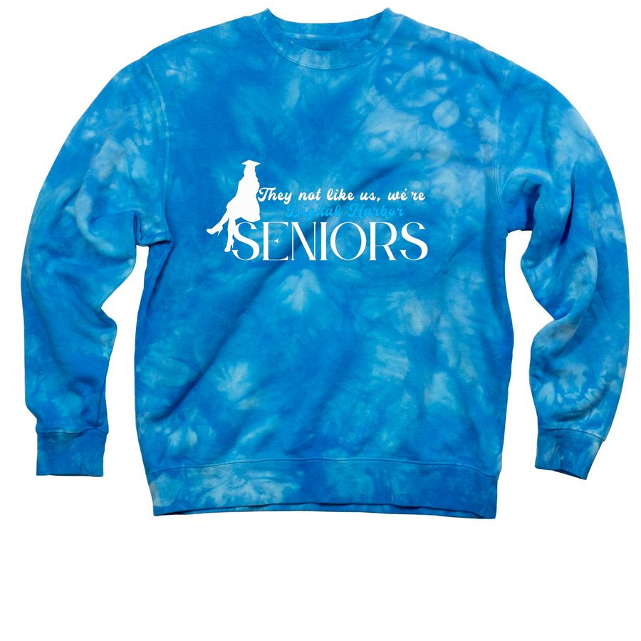 Senior Girls Get It, a Aqua Blue Tie Dye Crewneck Sweatshirt