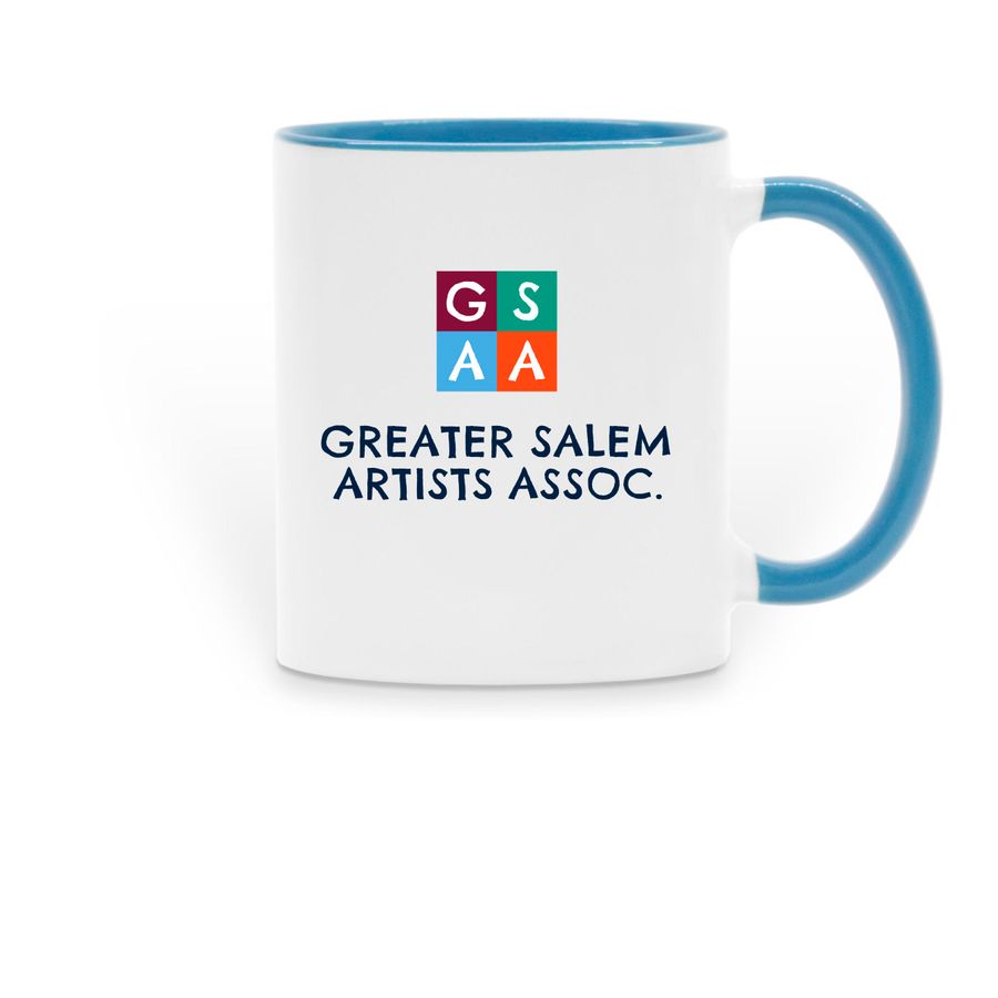 GSAA Logo Mugs, a Light Blue Two-Tone Ceramic Mug