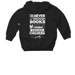 Toddler State Logo with Dolly Quote, a Black Toddler Pullover Hoodie (back-view)