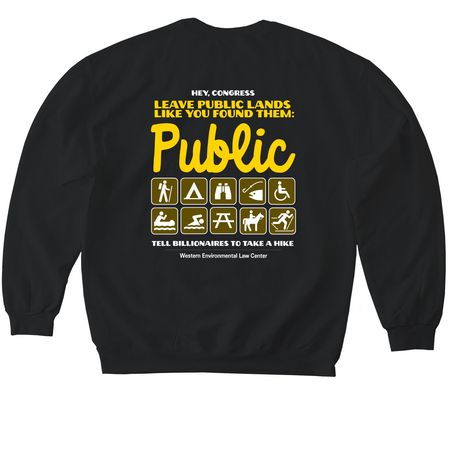 Keep Public Lands Public, a Black Softstyle Crewneck Sweatshirt
